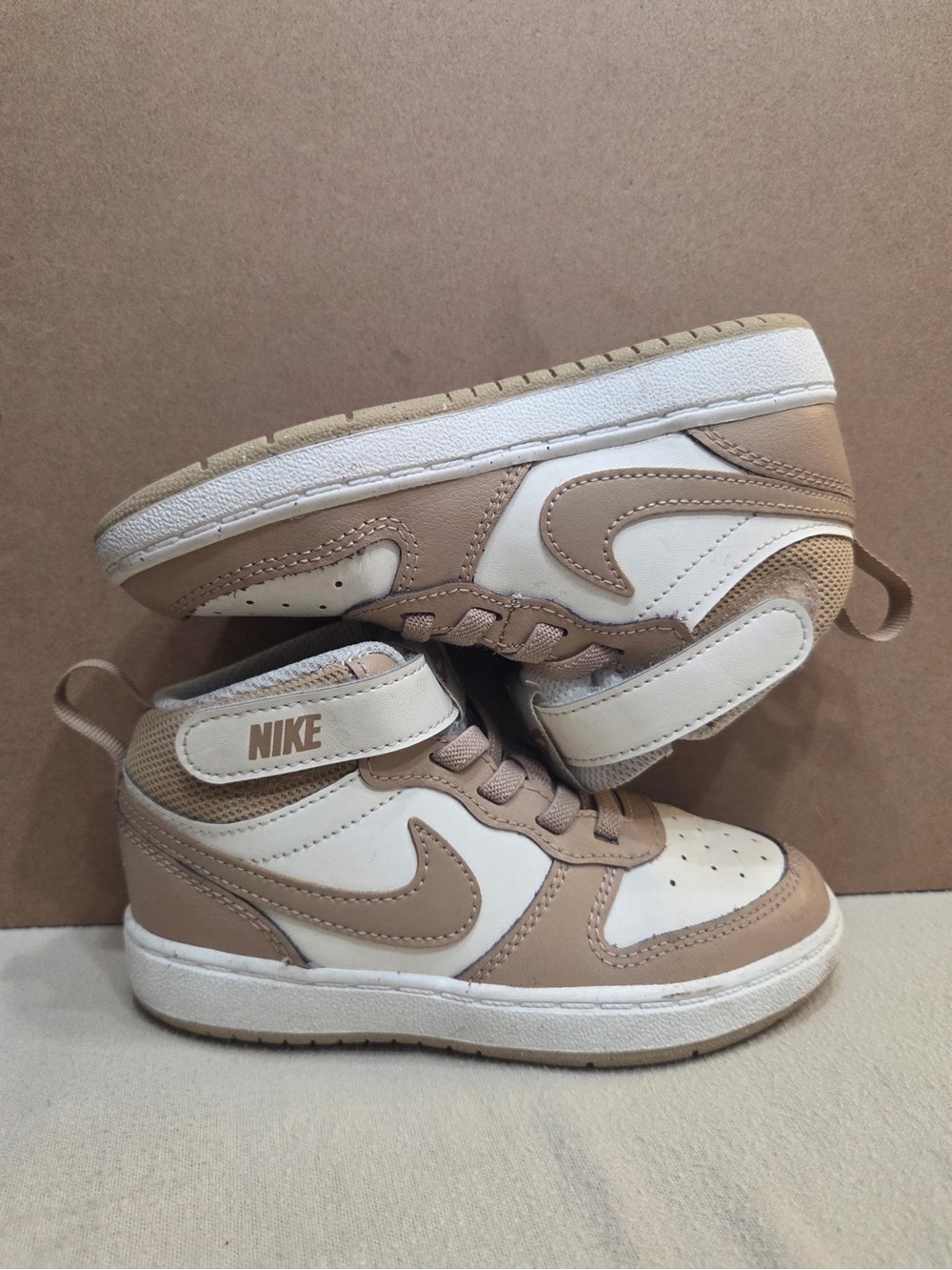 Nike Kids Mid-Top Sneakers in Cream and Tan